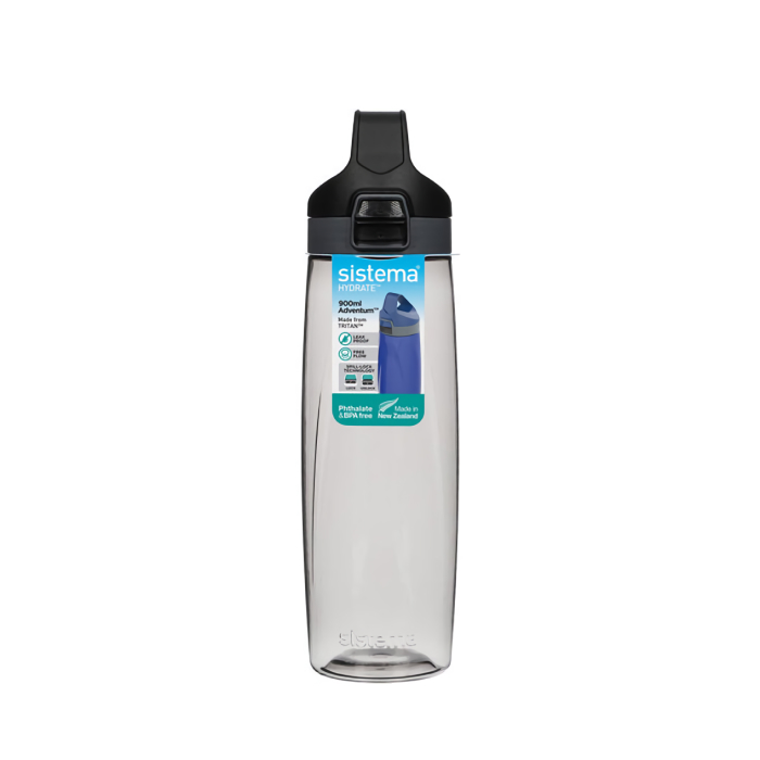 Бутылка для воды с кнопкой Sistema "Hydrate", Тритан, 900 мл, цвет Черный