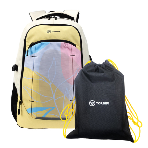 Школьный рюкзак TORBER CLASS X, жёлтый с орнаментом T9355-22-YEL | купить в интернет-магазине Wen-Vic.Ru
