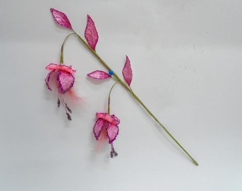 Веточка с цветами 46см ChristmasDeLuxe premium collection розовая