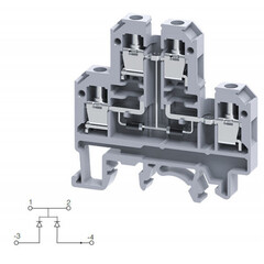Двухуровневая клемма, винтовые зажимы проводника до 4 мм.кв. 32A/500V с диодной схемой - конфигурация DD4