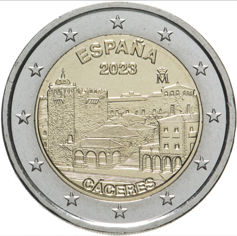 2 евро Касерес - наследие ЮНЕСКО Испания  2023 год
