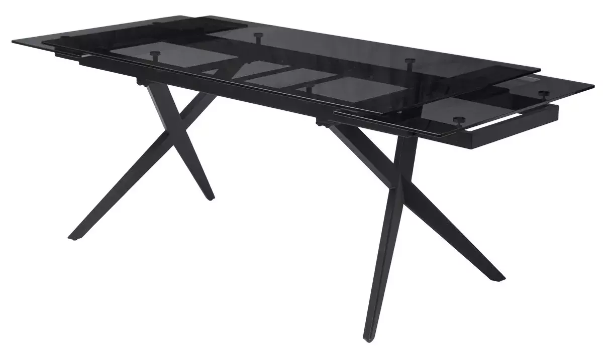 Стол ADRIA 160 SMOKED BLACK GLASS Дымчато-черное стелко/ черный каркас, DISAUR