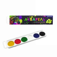 
          Акварель Alingar медовая, 6 цветов, без кисти, картонная упаковка, "Радужная зебра"