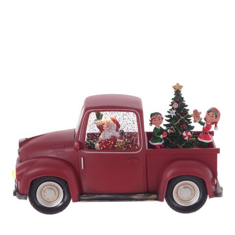 Изделие декоративное "Дед Мороз на машине" (подсвет, вьюга, муз, AA х3 н/п +USB), L28 W12 H17 см