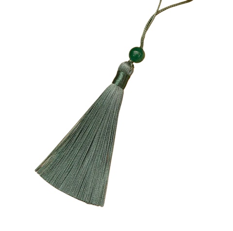 Декоративная кисточка , с бусиной , 8см (размер до подвеса), цвет эвкалипт