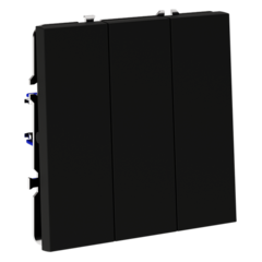 Выключатель встраиваемый VOLTUM S70 трехклавишный 10А, (черный матовый)