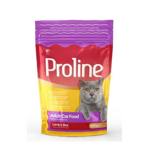 Сухой корм PROLINE с ягненоком и рисом, для кошек, 400 г.