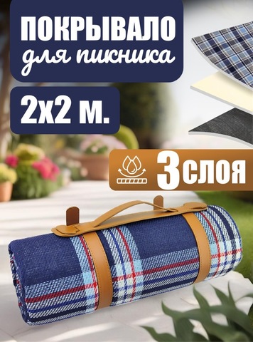 Картинка покрывало для пикника Skully WQ-blanket-wp blue-cells - 1