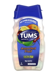Tums Антацид повышенной силы действия, фруктовое ассорти, 96 жевательных таблеток (750 мг на таблетку)