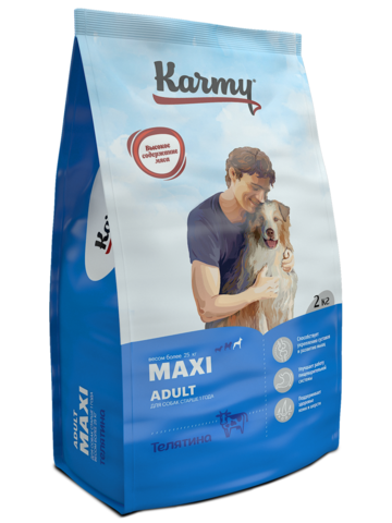 KARMY Макси Эдалт сухой корм для собак крупных пород (телятина) 2кг