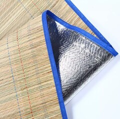 Фольгированный пляжный коврик из бамбука с ручками для переноски, 170х90 см