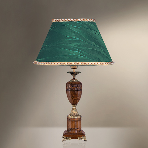 Деревянная настольная лампа из массива бука с абажуром