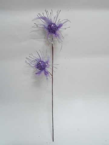 Веточка с цветами 56см ChristmasDeLuxe premium collection фиолетовая