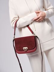 Сумка замшевая на плечо кросс-боди бордовое вино