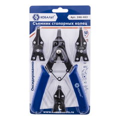 Съемник стопорных колец КОБАЛЬТ в наборе с 4 насадками (1 шт.) блистер (246-463)