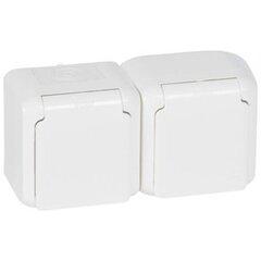 Розетка 2-м ОП Quteo 16А с защ. крышкой защ. шторки с заземл. IP44 бел. Leg 782323