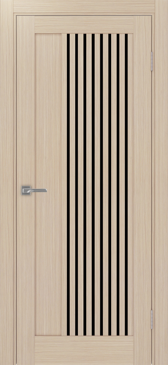 Дверь межкомнатная Оптима Порте Турин 544.12, цвет беленый дуб, экошпон, стекло лакобель черное