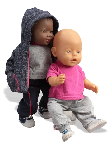 Трикотажный костюм футер деним - На кукле. Одежда для кукол, пупсов и мягких игрушек.