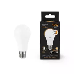 Лампа Gauss Led A60 12W Е27 1140lm 3000K  шаг. диммирование 102502112-S