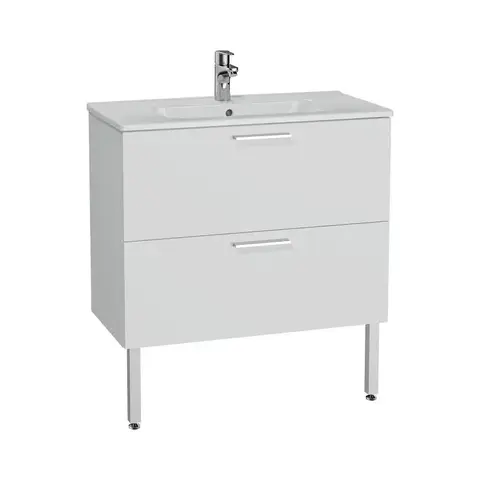 Vitra 66109 Тумба с 2 ящиками с раковиной, 80 см, цвет белый глянец