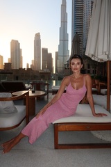 Платье макси с добавлением люрекса в розовом цвете