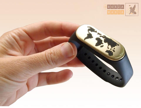 браслет силиконовый с бронзовой вставкой Карта мира