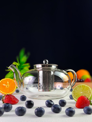 Стеклянный заварочный чайник с металлической колбой "Оазис", 1200 мл