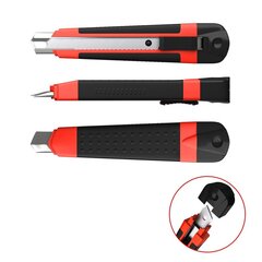 
          Нож канцелярский ERICH KRAUSE, 18 мм, c автоматической фиксацией лезвия, корпус с резин.вставкой, европодвес