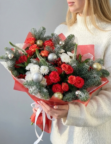 Букет «Зимний сон» с датской елью натуральной