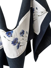 Палантин комбинированный темно-синий с белым печать 