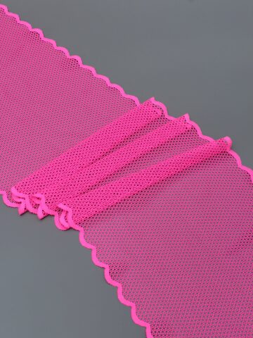 Эластичное кружево для белья розовое неоновое крупная ячейка ширина 21 см