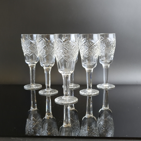 Комплект крупных хрустальных рюмок СССР - 6 штук