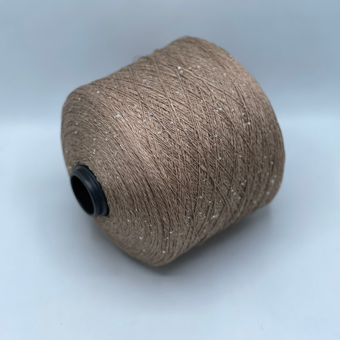 Бобинная пряжа, Linette Pailletes, 450м, 80% Лен, 20% Полиэстер(пайетка),Бежевый+пайетка.37912