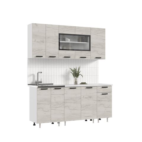 ЛДСП Кухня Рио NEW 1,8м (490) (Дуб Крафт Белый, Белый (Антарес))