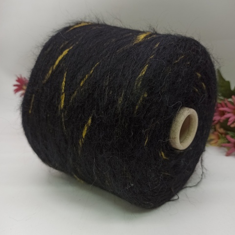 Кид мохер арт Galles фабрика Ilaria 1000м/100гр Черный с желтым 7