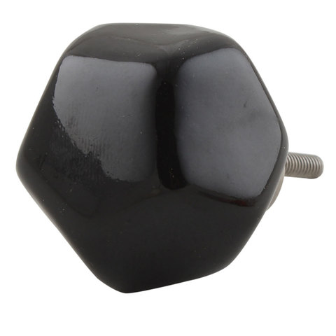 Ручка мебельная керамическая полигональная  - черный , арт. 00001247