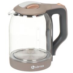 Чайник электрический Lofter, A01, бежевый, 1.8 л, 1500 Вт, скрытый нагревательный элемент, подсветка, стекло