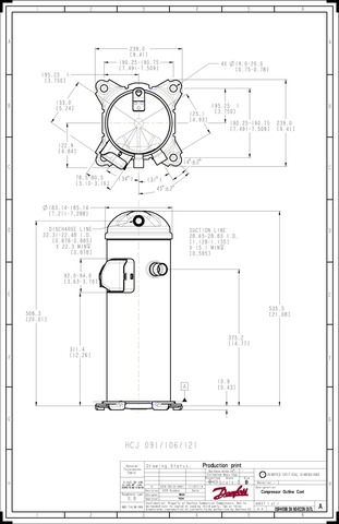 Компрессор спиральный Danfoss HCJ091T4LC6 ( 121L3113 ) серия HCJ