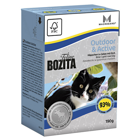 Bozita Feline Funktion Outdoor & Active Tetra Pak Консервы для активных кошек с мясом лося, кусочки в желе