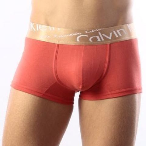 Мужские трусы боксеры красные с золотистой резинкой Calvin Klein Bronze Italics Boxer Scarlet