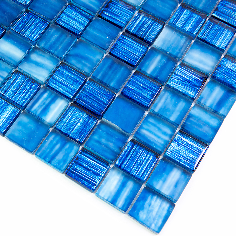 JP-310 Стеклянная мозаичная плитка Natural Dark голубой квадрат