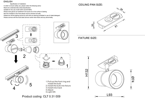 Трековый светильник Crystal Lux CLT 0.31 009 BL-CH