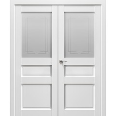 Купить Двустворчатая дверь экошпон Сицилия 90002 снежная королева остеклённая