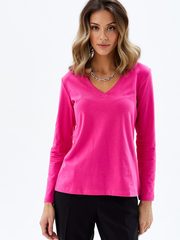 Деловой базовый лонгслив с V-вырезом