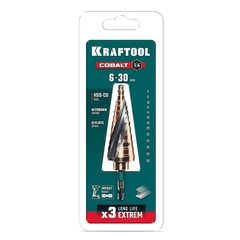 KRAFTOOL COBALT 6-30мм, 13 ступеней, азотирование, винтовая спираль, сверло ступенчатое (29691-6-30-13)