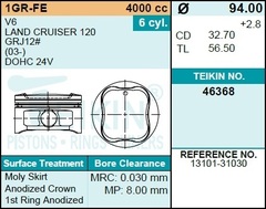 Поршень двигателя TEIKIN 46368 0.50 (6шт/упак)