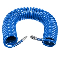 ЗУБР 15 м, 6 х 8 мм, 15 бар, воздушный спиральный шланг с фитингами рапид, Профессионал (6473-15)