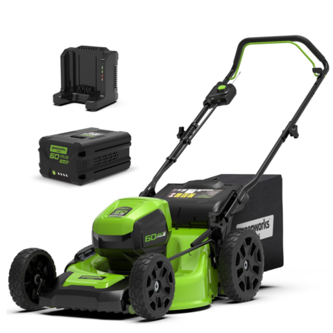 Аккумуляторная газонокосилка Greenworks GD60LM46HPK4, 60v, 46 см, (2502807UB), с аккумулятором 4 А·ч и зарядным устройством