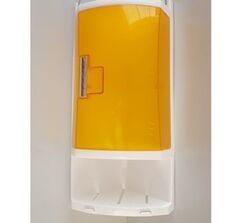 Шкафчик угловой для ванной с 2-мя открытыми полками и 1-ой полкой с дверкой, цвет прозрачно-оранжевы