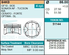 Поршень двигателя TEIKIN 51144 0.50 (4шт/упак)